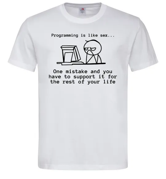 Мужская футболка Programming is like sex Белый фото