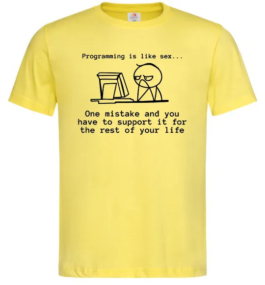 Мужская футболка Programming is like sex Лимонный фото