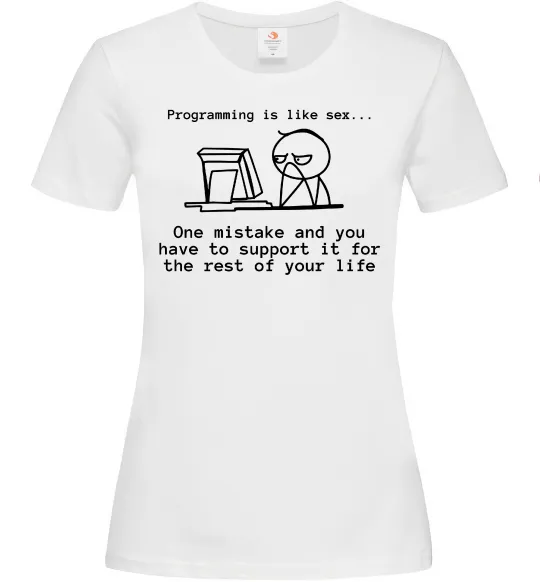 Женская футболка Programming is like sex Белый фото