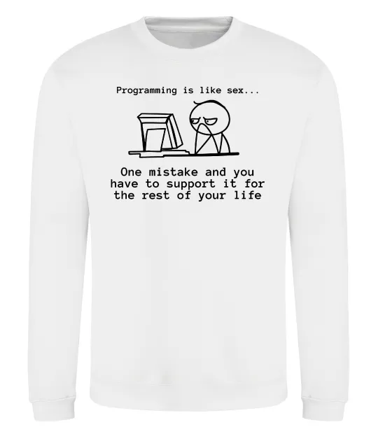 Свитшот Programming is like sex Белый фото
