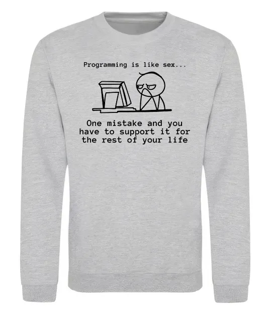 Свитшот Programming is like sex Серый меланж фото