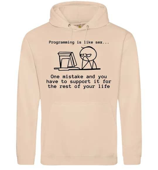 Мужская толстовка (худи) Programming is like sex Песочный фото