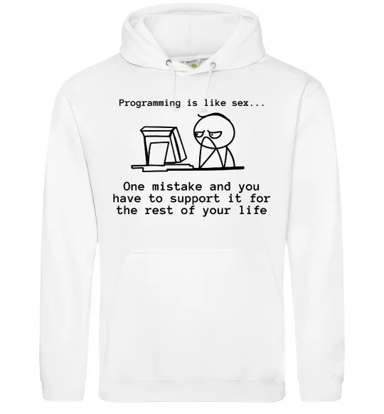 Женская толстовка (худи) Programming is like sex Белый фото