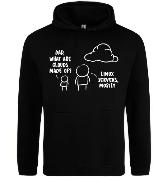 Мужская толстовка (худи) What are clouds made of Черный фото