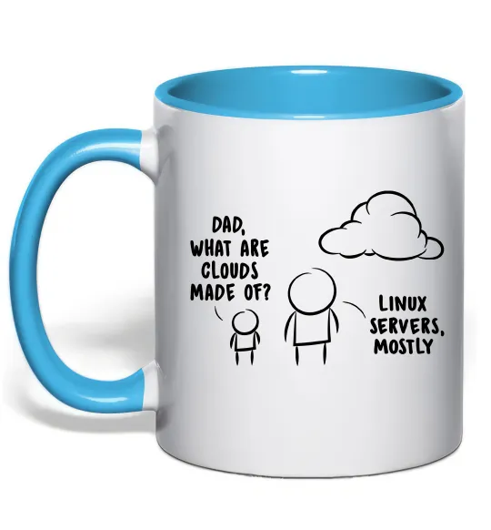 Чашка с цветной ручкой What are clouds made of Голубой фото