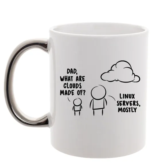 Чашка с цветной ручкой What are clouds made of Серебро фото