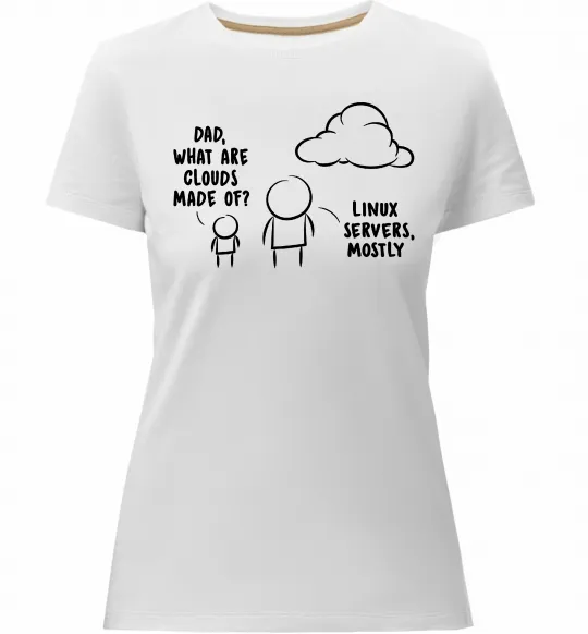 Жіноча преміум футболка What are clouds made of Білий фото