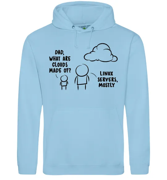 Мужская толстовка (худи) What are clouds made of Голубой фото