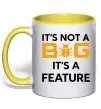 Чашка з кольоровою ручкою It`s not a bug it`s feature Лимонний Чашка з кольоровою ручкою It`s not a bug it`s feature Лимонний фото