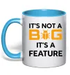 Чашка с цветной ручкой It`s not a bug it`s feature Голубой фото