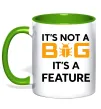 Чашка с цветной ручкой It`s not a bug it`s feature Зеленый фото