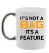 Чашка с цветной ручкой It`s not a bug it`s feature Серебро фото
