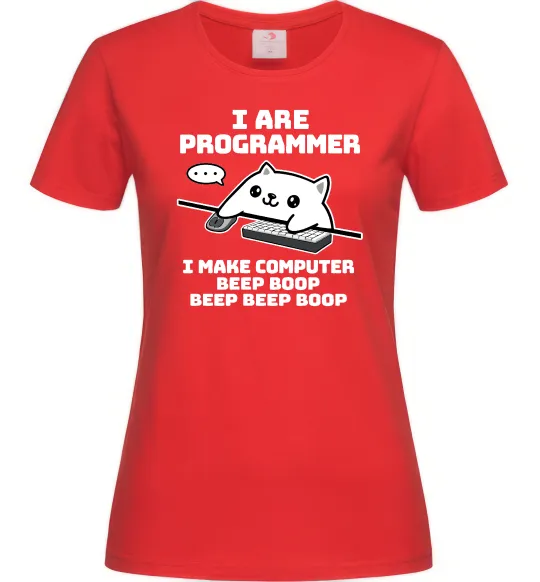 Жіноча футболка I make computer beep boop boop Червоний фото