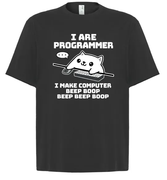 Футболка Оверсайз I make computer beep boop boop Черный фото