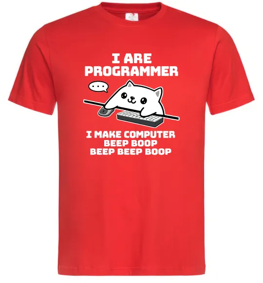 Чоловіча футболка I make computer beep boop boop Червоний фото