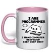 Чашка з кольоровою ручкою I make computer beep boop boop Ніжно рожевий Чашка з кольоровою ручкою I make computer beep boop boop Ніжно рожевий фото