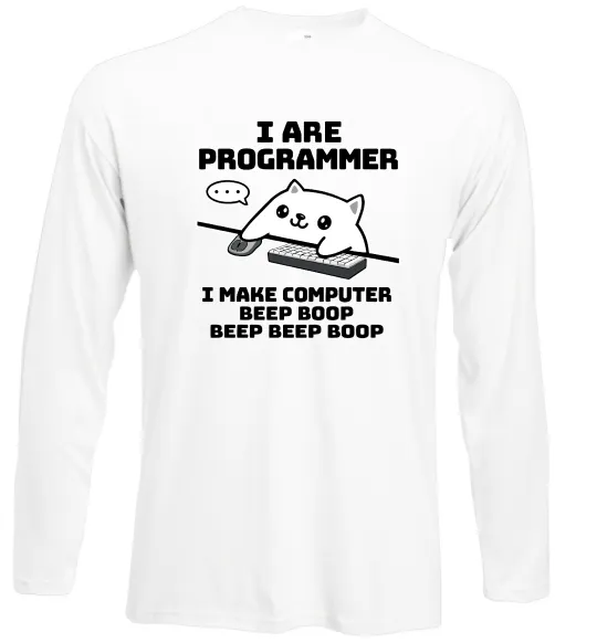 Лонгслив I make computer beep boop boop Белый фото