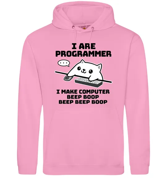 Мужская толстовка (худи) I make computer beep boop boop Розовый фото