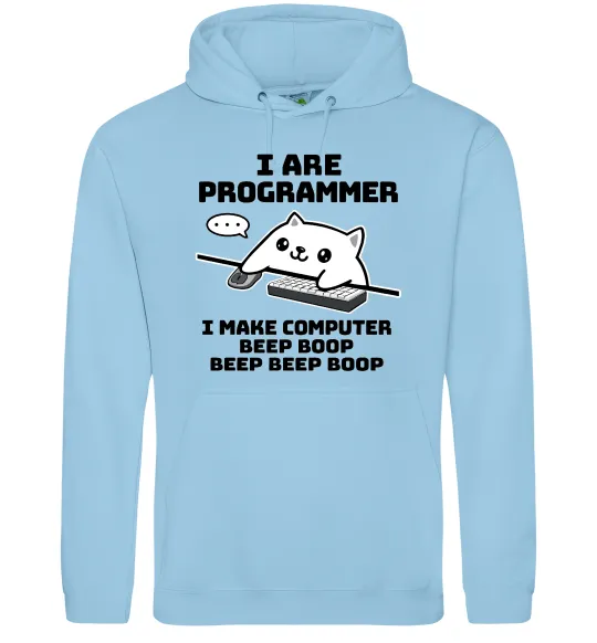 Мужская толстовка (худи) I make computer beep boop boop Голубой фото