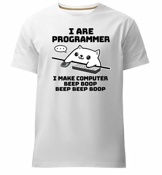 Чоловіча преміум футболка I make computer beep boop boop Білий фото
