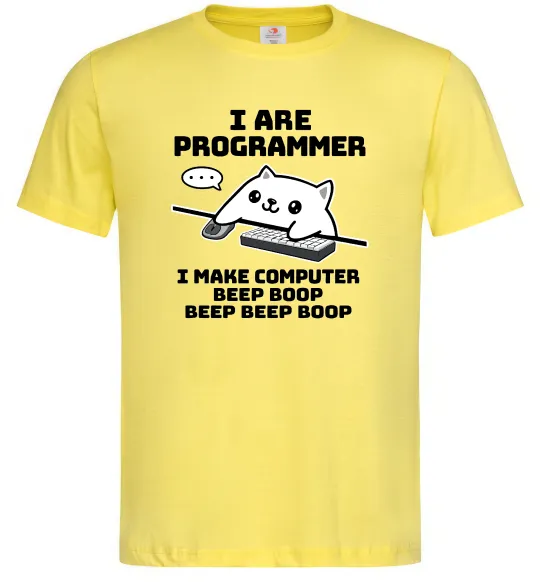 Чоловіча футболка I make computer beep boop boop Лимонний фото