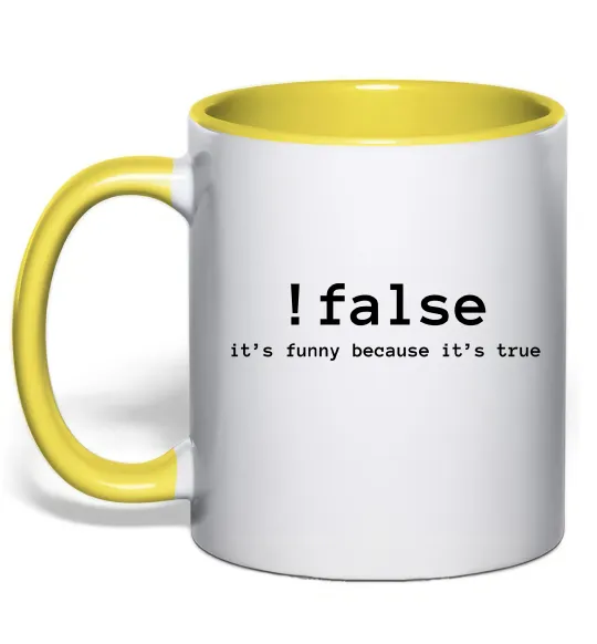 Чашка с цветной ручкой !false it`s true Лимонный фото
