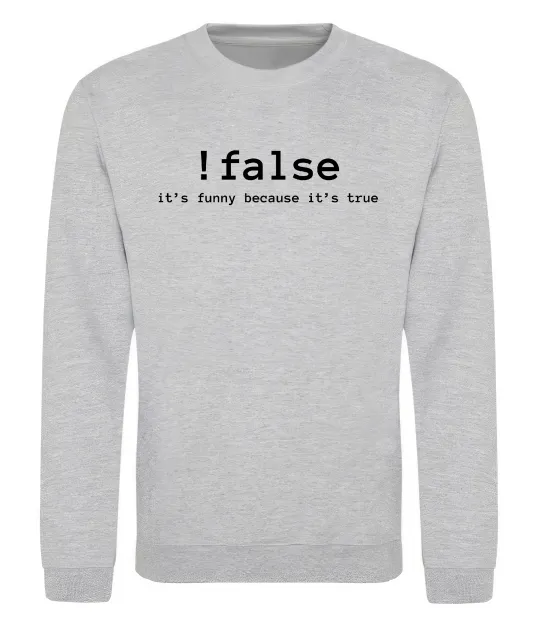 Свитшот !false it`s true Серый меланж фото