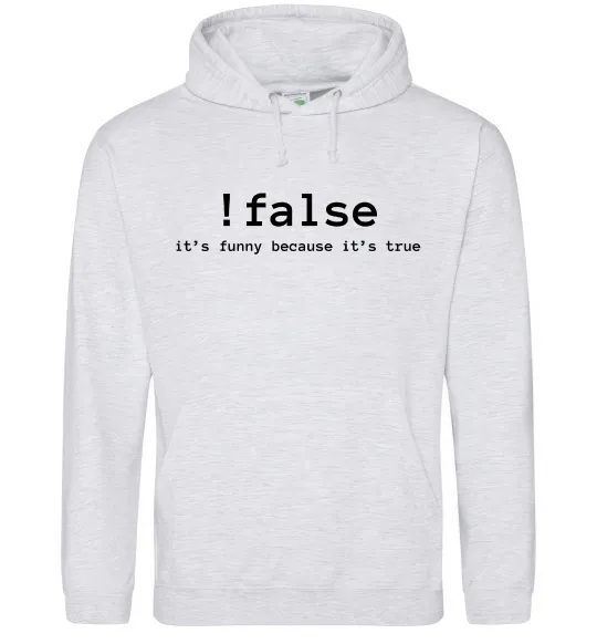 Женская толстовка (худи) !false it`s true Серый меланж фото