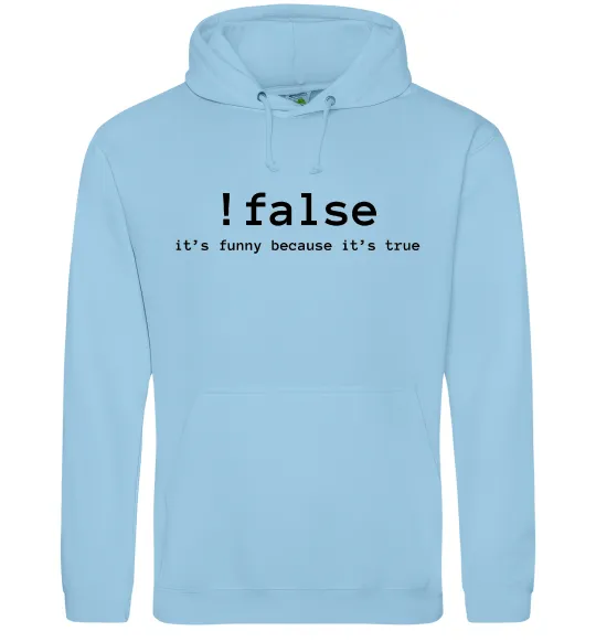 Женская толстовка (худи) !false it`s true Голубой фото