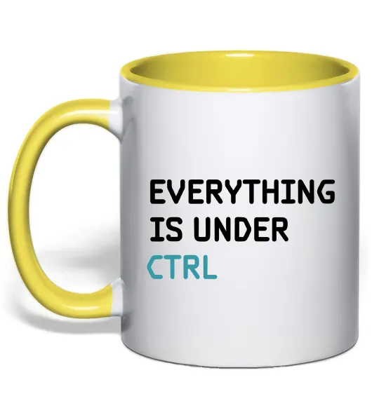 Чашка с цветной ручкой Everything is under ctrl Лимонный фото