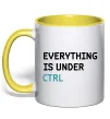 Чашка с цветной ручкой Everything is under ctrl Лимонный фото