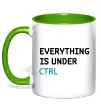 Чашка с цветной ручкой Everything is under ctrl Лаймовый фото