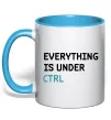 Чашка с цветной ручкой Everything is under ctrl Голубой фото
