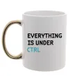 Чашка с цветной ручкой Everything is under ctrl Золото фото