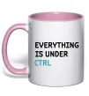 Чашка с цветной ручкой Everything is under ctrl Нежно розовый фото