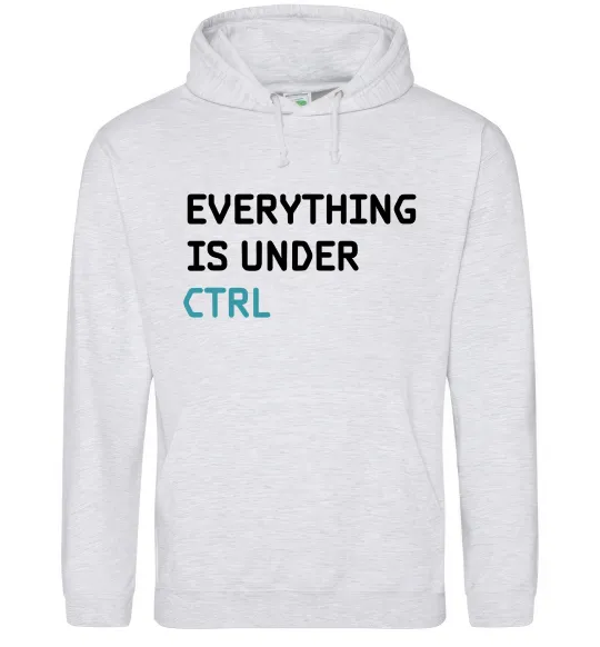 Мужская толстовка (худи) Everything is under ctrl Серый меланж фото