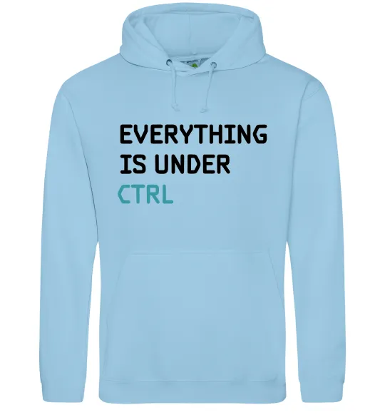 Мужская толстовка (худи) Everything is under ctrl Голубой фото