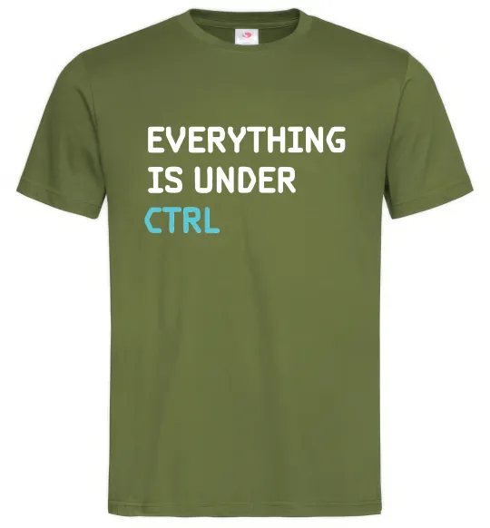 Мужская футболка Everything is under ctrl Оливковый фото