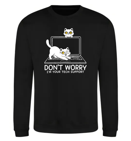 Світшот Tech support cat Чорний фото