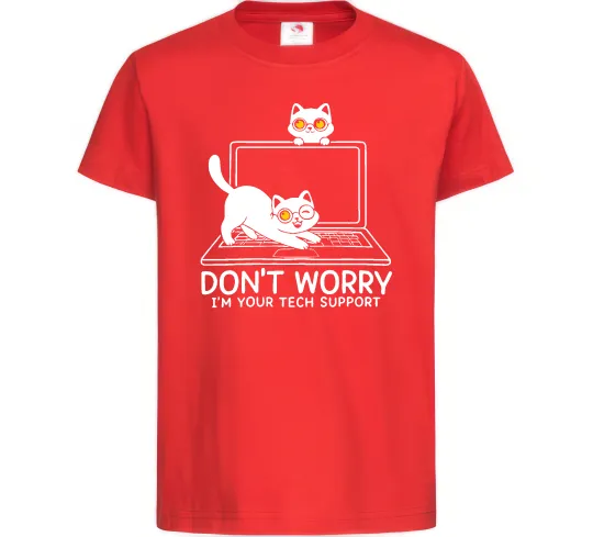Детская футболка Tech support cat Красный фото