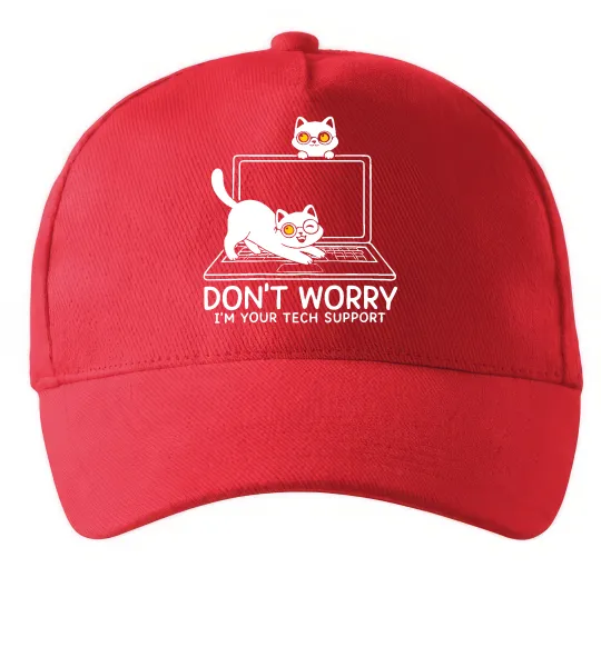 Кепка Tech support cat Красный фото