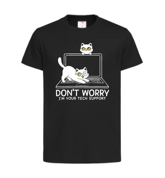 Детская футболка Tech support cat Черный фото