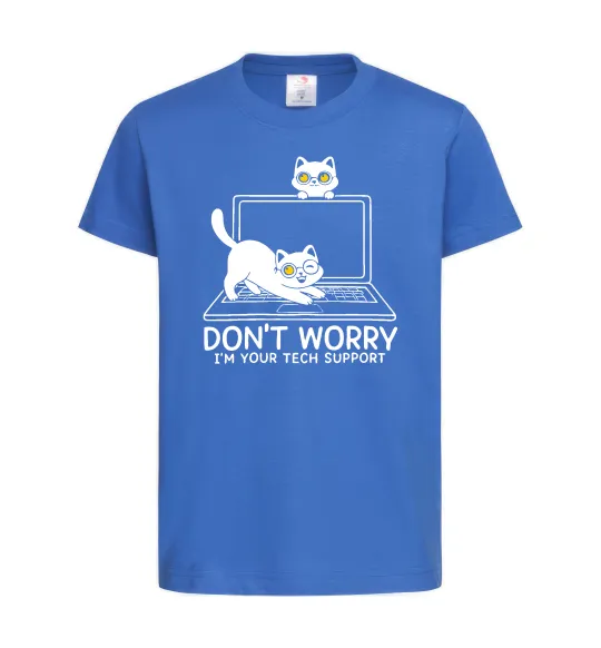 Детская футболка Tech support cat Ярко-синий фото