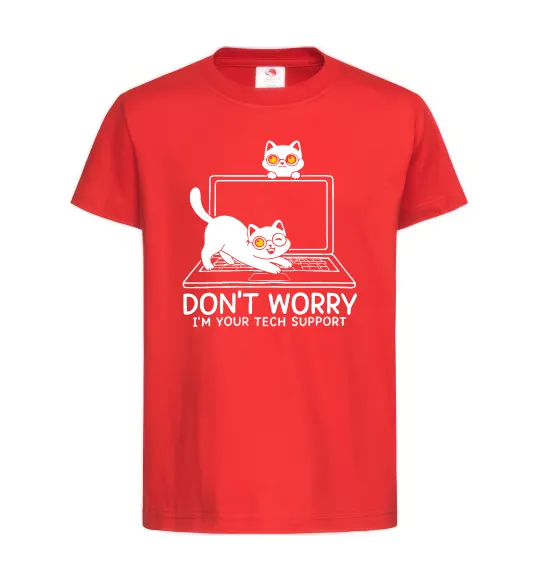 Детская футболка Tech support cat Красный фото