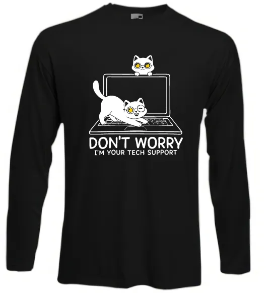 Лонгслив Tech support cat Черный фото