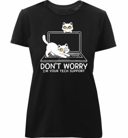 Женская премиум футболка Tech support cat