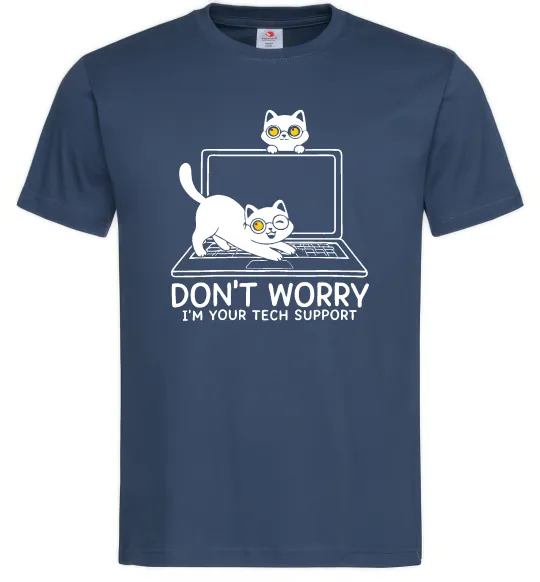 Мужская футболка Tech support cat Темно-синий фото