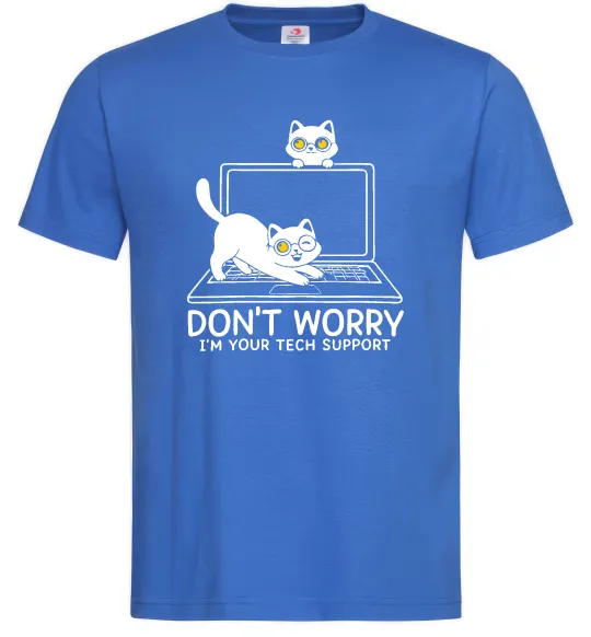 Мужская футболка Tech support cat Ярко-синий фото