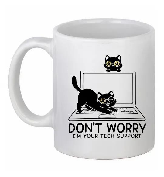 Чашка керамическая Tech support cat Белый фото