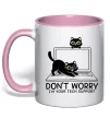 Чашка с цветной ручкой Tech support cat Нежно розовый фото